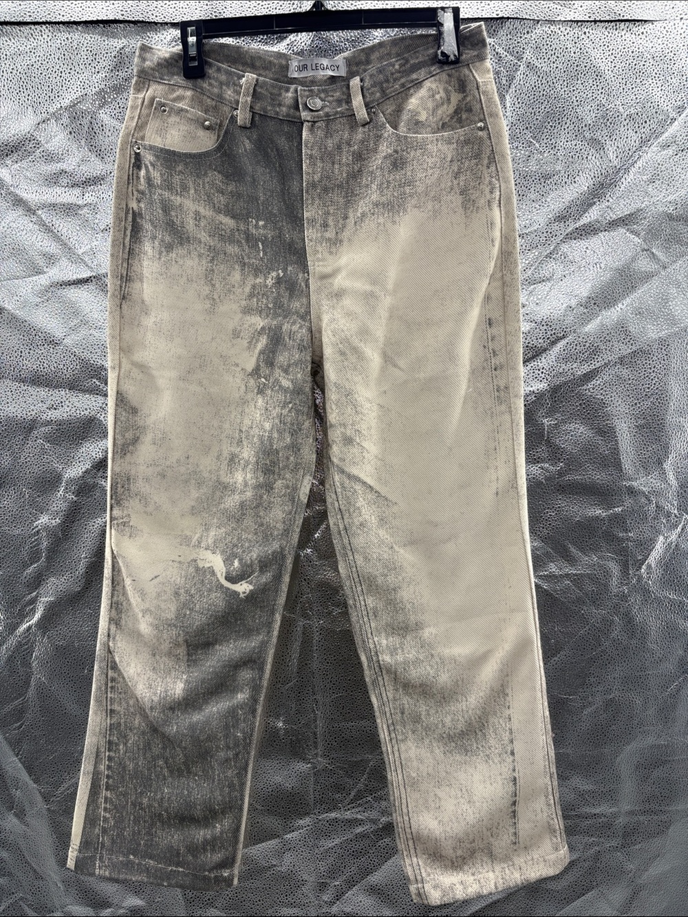 Our Legacy Two-Tone Washed Cotton Chinos in Gray and Cream